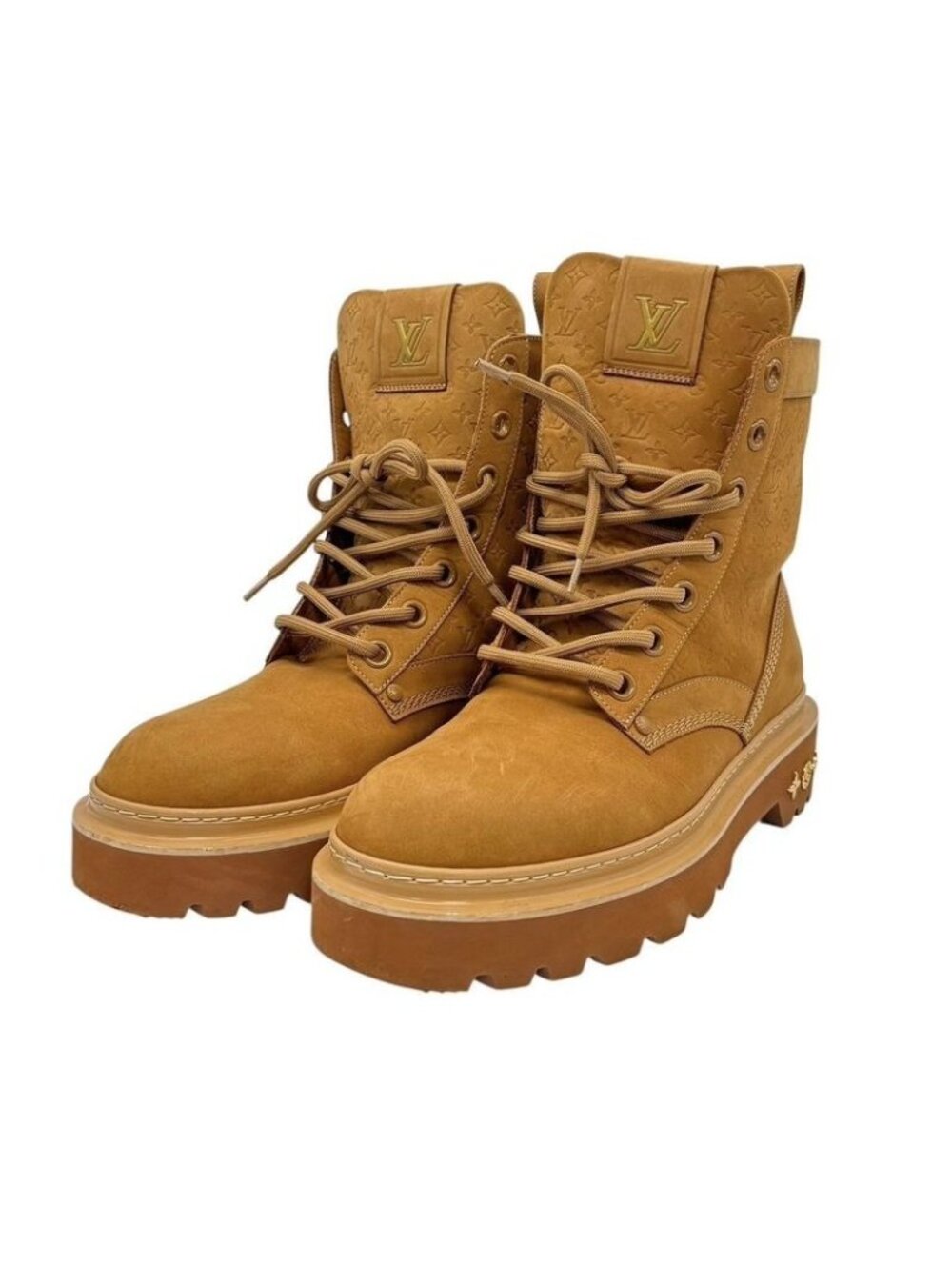 Louis Vuitton Boots Ranger Ankle Beige Monogram Shoes Size 3151